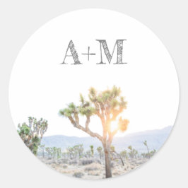 Rustic Joshua Tree Monogram Wedding Runder Aufkleber