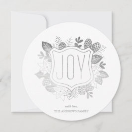 Rustic Joy Round Imitats Silver Foil Ferienkarte Feiertagskarte