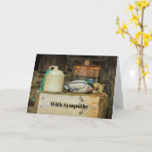 Rustic Jug Duck Decoy Foto Beileid Karte (Gelbe Blume)