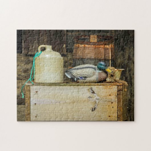 Rustic Jug Duck Decoy Foto Puzzle (Horizontal)