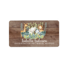 Rustic Jungle Animal Baby Shooting Label Adressaufkleber