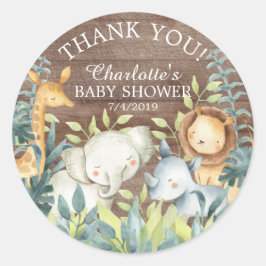 Rustic Jungle Baby Dusche Vielen Dank für Ihre Unt Runder Aufkleber