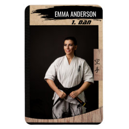 Rustic Karate Black Belt Wood Trading Card Magnet