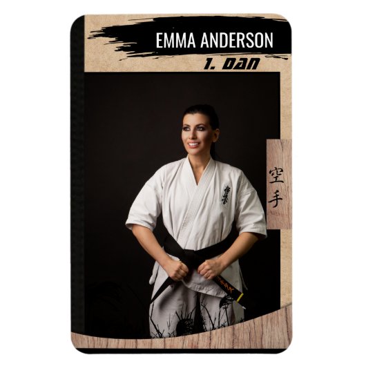 Rustic Karate Black Belt Wood Trading Card Magnet (Vertikal)