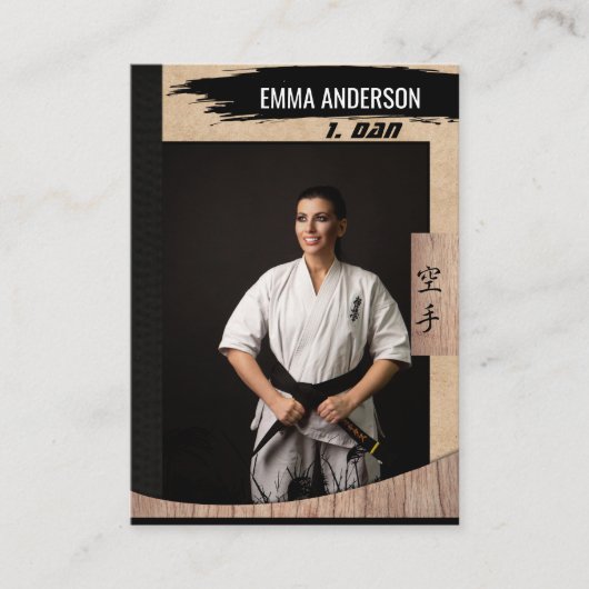 Rustic Karate Black Belt Wood Trading Card Visitenkarte (Vorderseite)