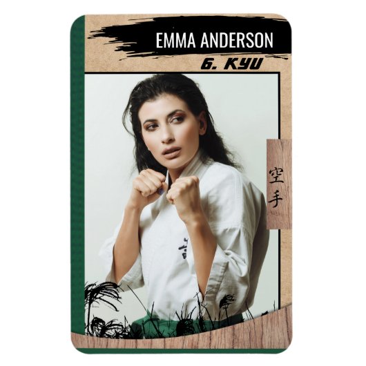 Rustic Karate Green Belt Wood Trading Card Magnet (Vertikal)