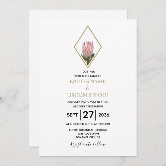 Rustic King Protea Wedding Einladungen (Vorne/Hinten)