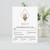 Rustic King Protea Wedding RSVP Cards Karte (Stehend Vorderseite)