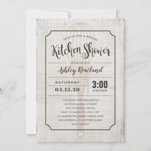 Rustic Kitchen Bridal Dusche Einladungen (Vorderseite)