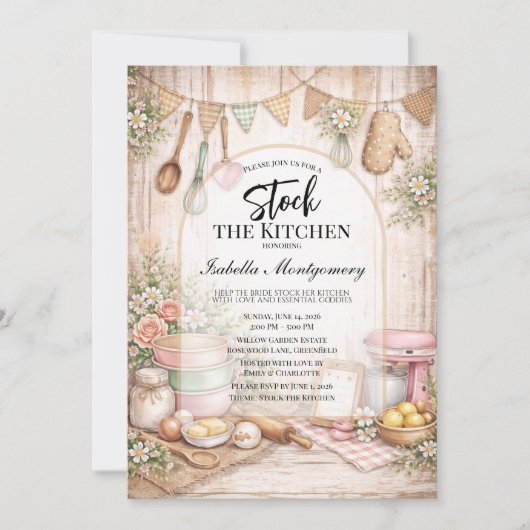 Rustic Kitchen Themed Bridal Shower Einladung (Vorderseite)