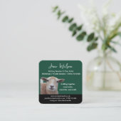 Rustic Knitting Teacher Business Card | Wool Yarn  Quadratische Visitenkarte (Stehend Vorderseite)