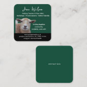 Rustic Knitting Teacher Business Card | Wool Yarn  Quadratische Visitenkarte (Vorne/Hinten)