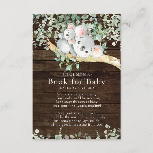 Rustic Koala Bear Baby Showbook for Baby Card Begleitkarte (Vorderseite)