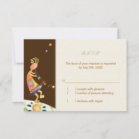 Rustic Kokopelli Tribal Wedding RSVP Card (Vorderseite)