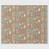 Rustic Kraft Alles Nutcracker Kleines Muster Geschenkpapier (Flach)