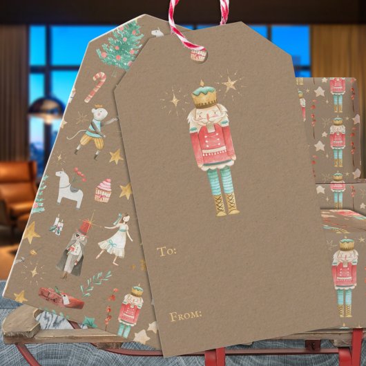 Rustic Kraft Alles Nutcracker Weihnachten Geschenkanhänger