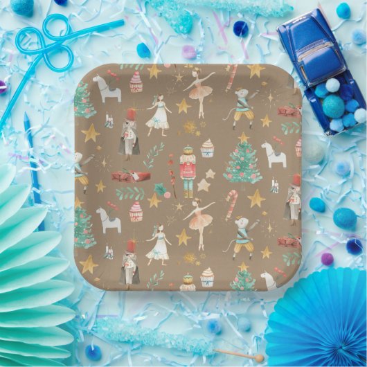 Rustic Kraft Alles Nutcracker Weihnachten Pappteller (Party)