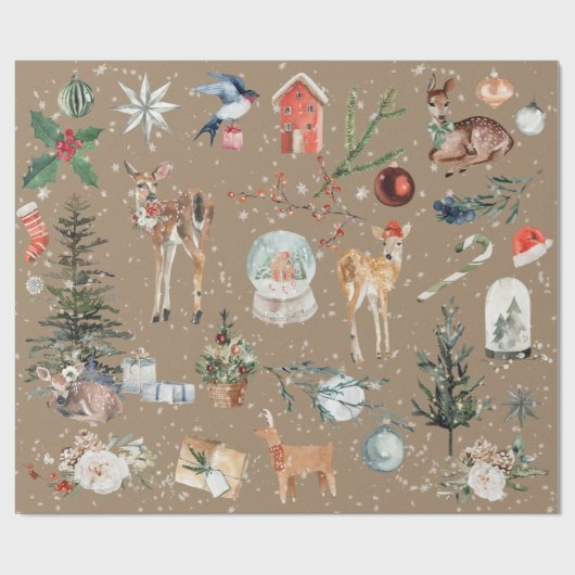 Rustic Kraft Alles Weihnachtsmann Geschenkpapier (Flach)