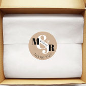Rustic Kraft Ampersand Monogram Wedding Vielen Dan Runder Aufkleber
