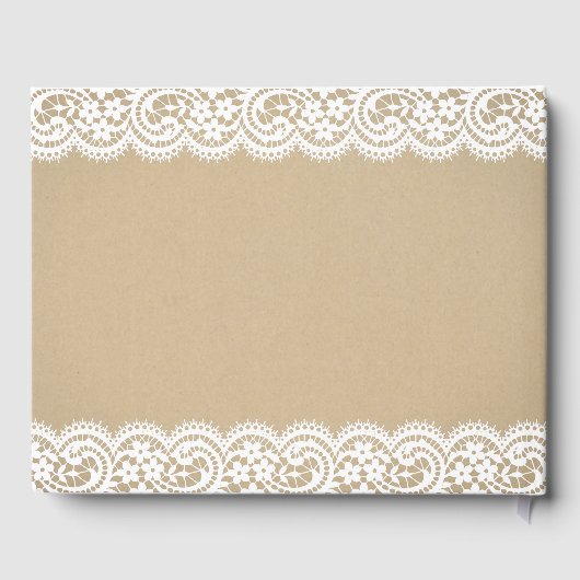 Rustic Kraft and Lace Wedding Monogram Gästebuch (Rückseite)