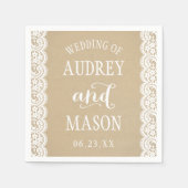 Rustic Kraft and Lace Wedding Monogram Serviette (Vorderseite)