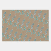 Rustic Kraft Aquamarin Blue Green Winter Leaf Gree Geschenkpapier Set (Vorderseite 3)
