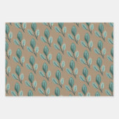 Rustic Kraft Aquamarin Blue Green Winter Leaf Gree Geschenkpapier Set (Vorderseite 2)