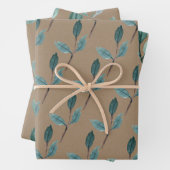 Rustic Kraft Aquamarin Blue Green Winter Leaf Gree Geschenkpapier Set (Beispiel)