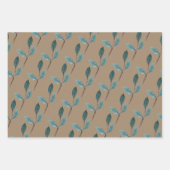 Rustic Kraft Aquamarin Blue Green Winter Leaf Gree Geschenkpapier Set (Vorderseite)