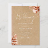 Rustic Kraft Autumn Fall Floral QR Code Wedding Einladung (Vorderseite)