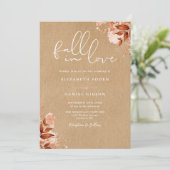 Rustic Kraft Autumn Fall Floral QR Code Wedding Einladung (Stehend Vorderseite)