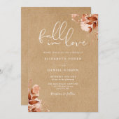 Rustic Kraft Autumn Fall Floral QR Code Wedding Einladung (Vorne/Hinten)
