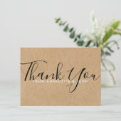 Rustic Kraft Baby Dusche Signature Script Dankeskarte (Stehend Vorderseite)