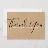 Rustic Kraft Baby Dusche Signature Script Dankeskarte (Vorderseite)