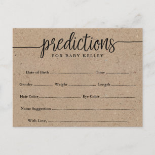 Rustic Kraft Baby Predictions Card Postkarte