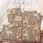 Rustic Kraft Baby's First Christmas Rentier Party Geschenkpapier Set