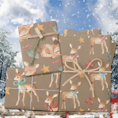 Rustic Kraft Baby's First Christmas Rentier Party Geschenkpapier Set