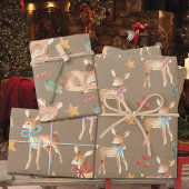 Rustic Kraft Baby's First Christmas Rentier Party Geschenkpapier Set