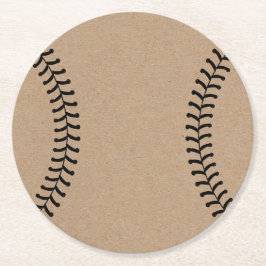 Rustic Kraft Baseball Sports Theme Runder Pappuntersetzer