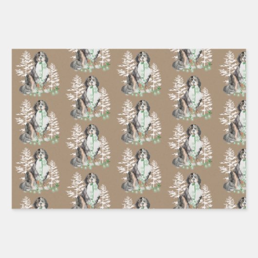 Rustic Kraft Bernese Dogs sind Naughty & Nice Geschenkpapier Set (Vorderseite 2)