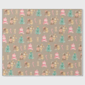 Rustic Kraft Black Baby Girl's First Christmas Geschenkpapier (Flach)