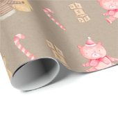 Rustic Kraft Black Baby Girl's First Christmas Geschenkpapier (Rolleneckpunkt)