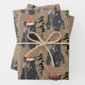 Rustic Kraft Black Bären Weihnachtsjungen Geschenkpapier Set (Beispiel)