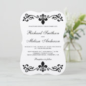 Rustic Kraft Black Blüh Wedding Einladung (Stehend Vorderseite)