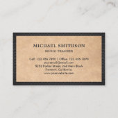 Rustic Kraft Black Clarinet Music Teacher Visitenkarte (Rückseite)