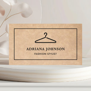 Rustic Kraft Black Clothes Hanger Fashion Stylist Visitenkarte