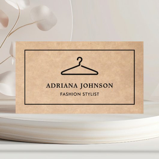 Rustic Kraft Black Clothes Hanger Fashion Stylist Visitenkarte