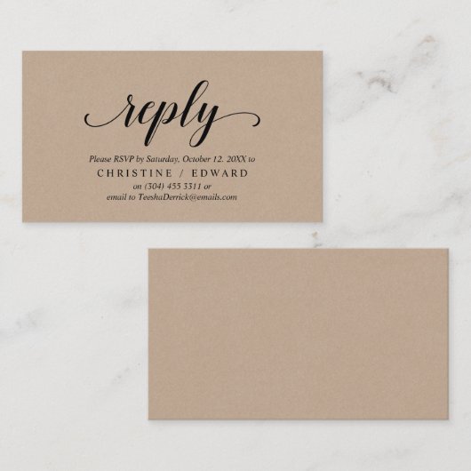 Rustic Kraft, Black Script, UAWG response Begleitkarte (Vorne/Hinten)