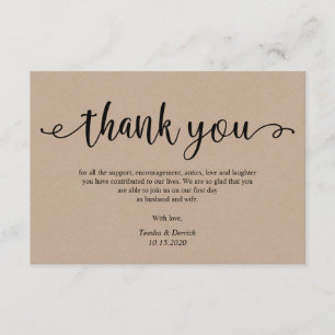 Rustic kraft black script, Wedding Danke Begleitkarte