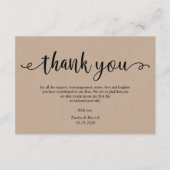 Rustic kraft black script, Wedding Danke Begleitkarte (Vorderseite)